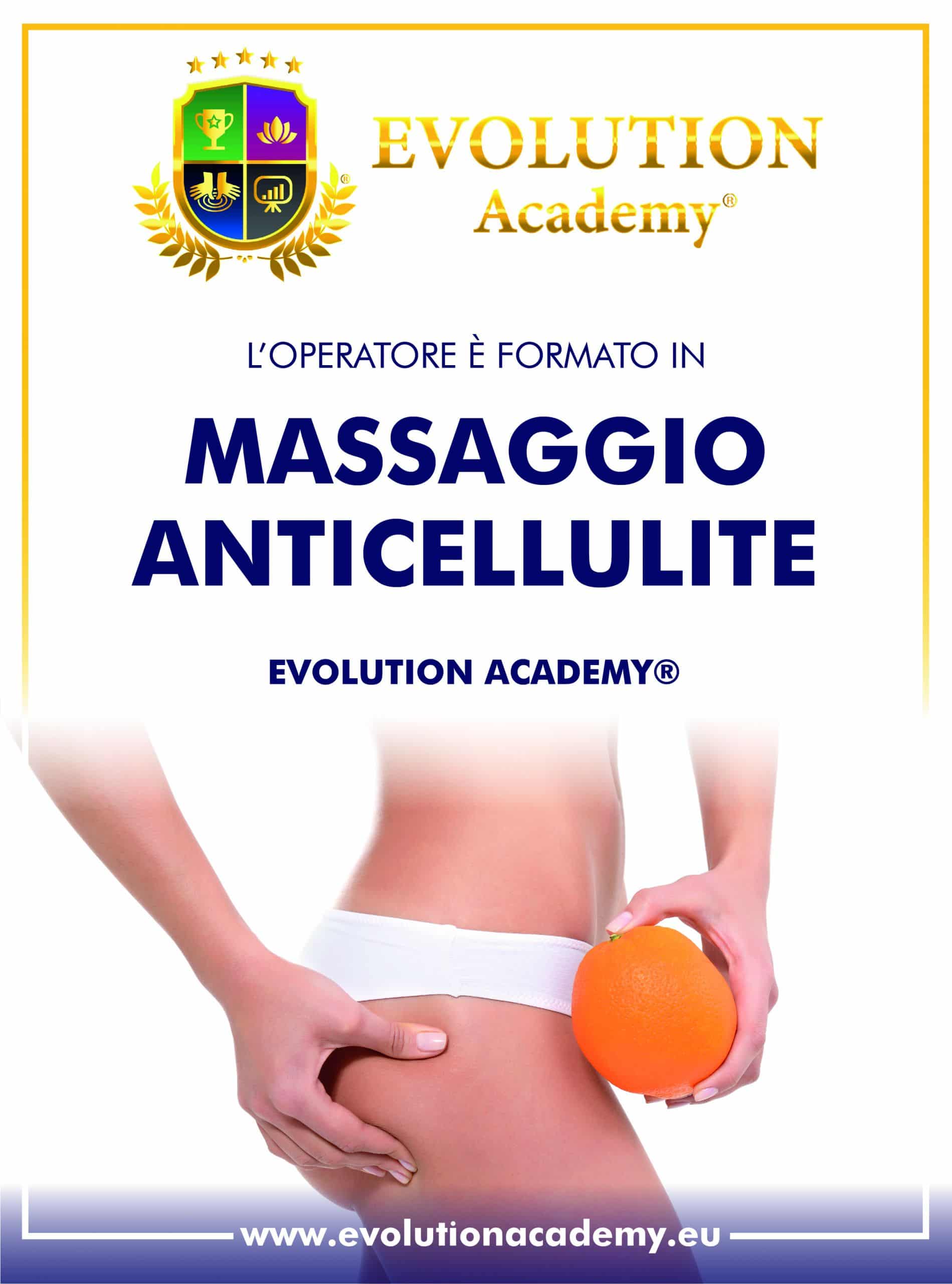 Massaggio anticellulite professionale, formazione presso Evolution Academy, corsi di benessere e estetica.