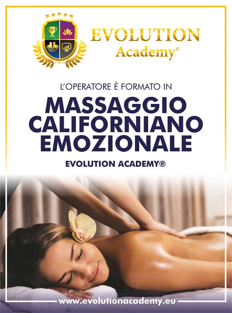 Massaggio californiano emozionale formazione Evolution Academy, benessere e tecniche di massaggio professionale.