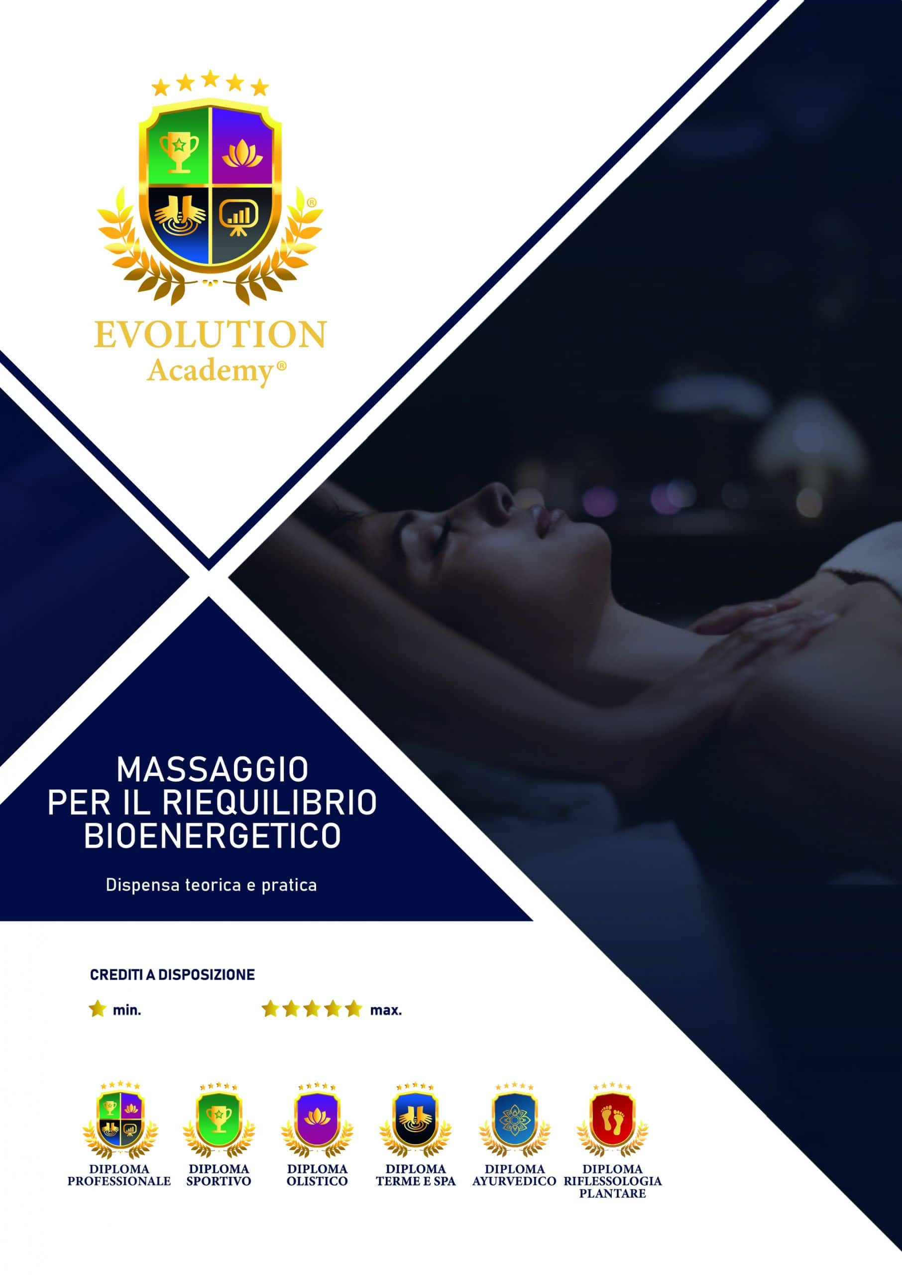 Massaggio per il riequilibrio bioenergetico presso Evolution Academy, formazione di operatori specializzati in benessere naturale.