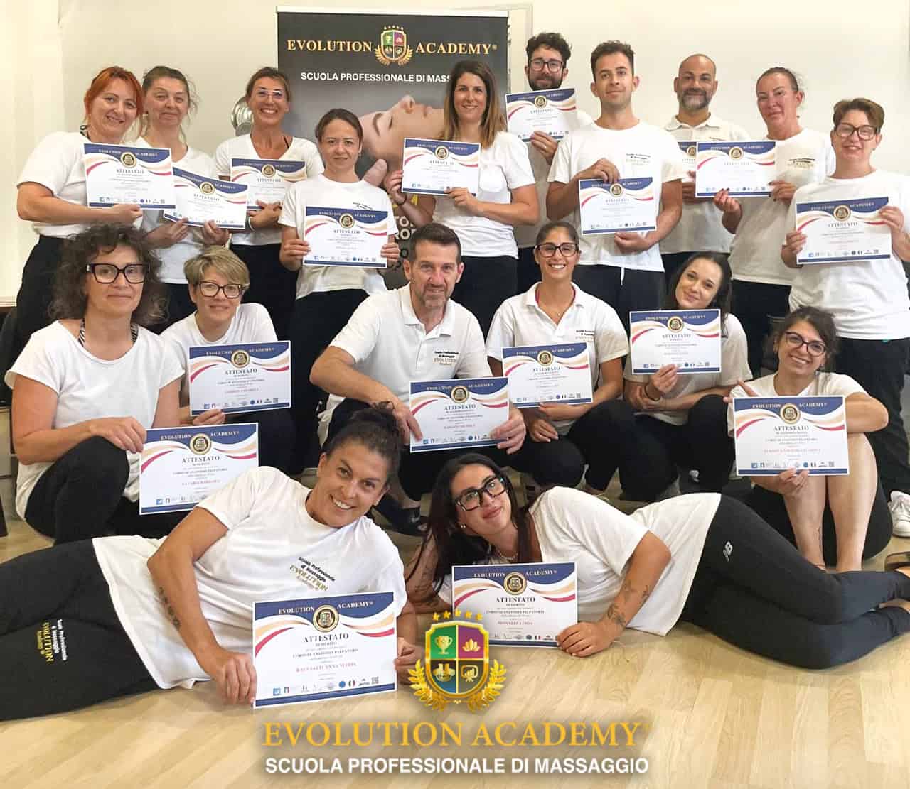 Certificati di formazione massaggi presso Evolution Academy, scuola professionale di massaggi.