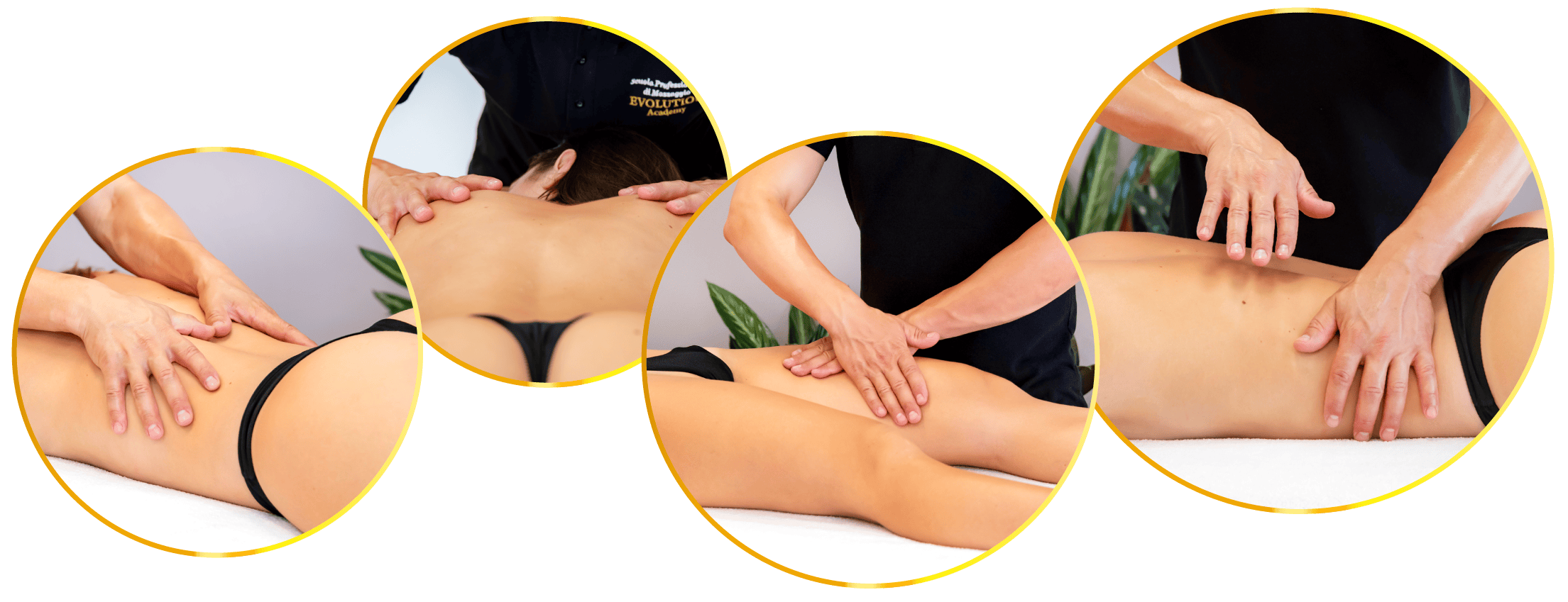 Tecnico di massaggio californiano in azione, formazione professionale.