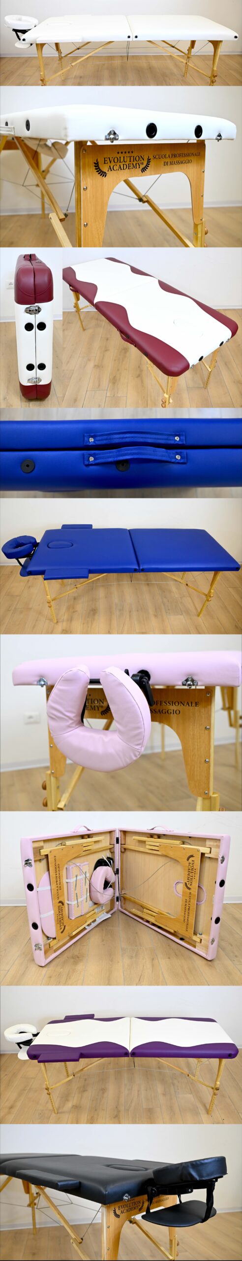 Tavolo da massaggio professionale in legno con rivestimento imbottito. Ideale per massaggi e trattam.